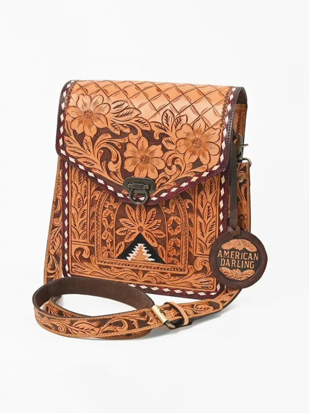 American Darling Hand tooled Floral Crossbody